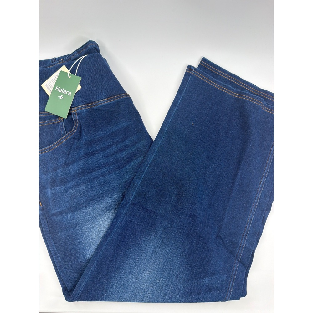 Halara XL Petite High Waisted Crossover Wide Leg Denim Leggings Medium Wash NWT